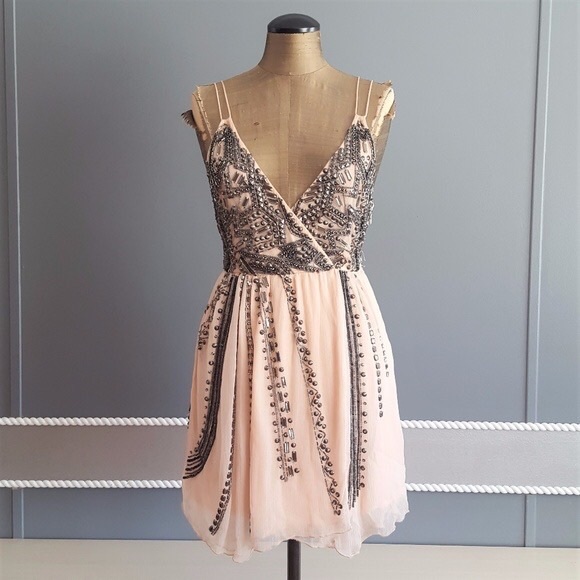 Free people Cassiopea Mini peach dress sz 0 - Picture 3 of 7